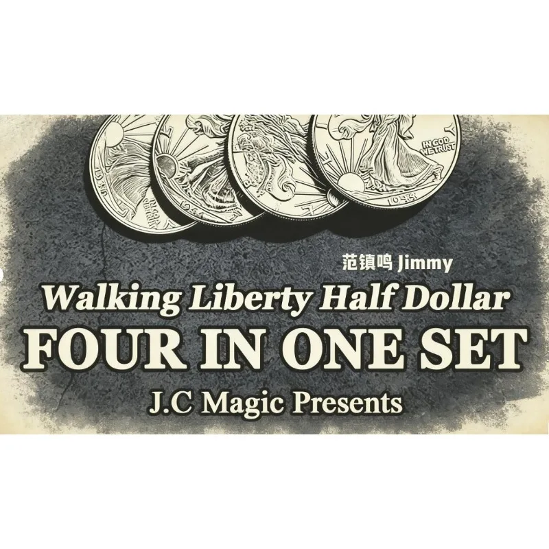 

Набор монет «Четыре в одном»: Half Dollar Walking Liberty, для фокусов, магия крупным планом, реквизит для магов, трюк с иллюзией, аксессуар, копия монеты