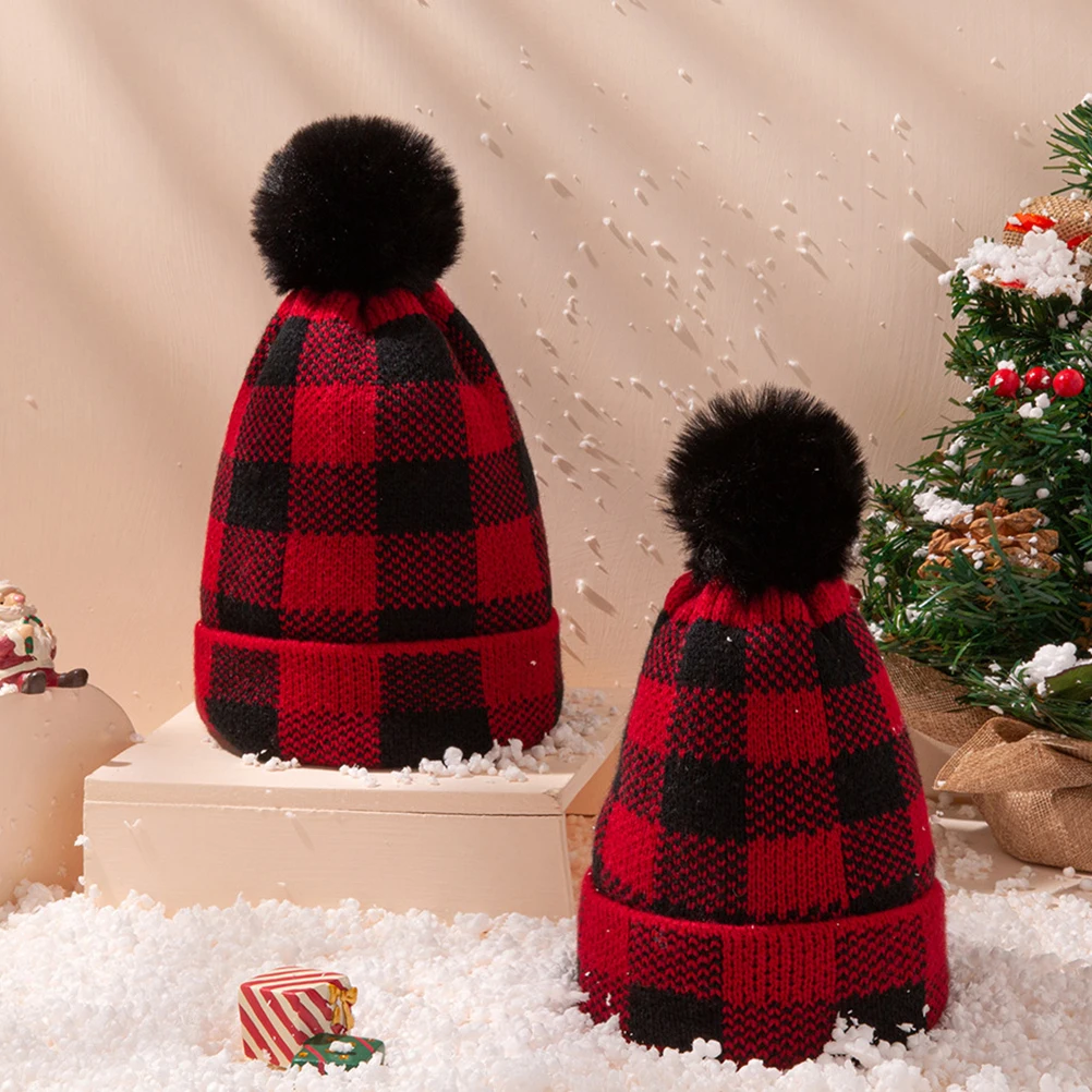 

Parent Child Cap Hat Woolen Cap Winter Warm Hat Winter Warm Christmas Hats Hedging One Size Fits Most Soft Lining