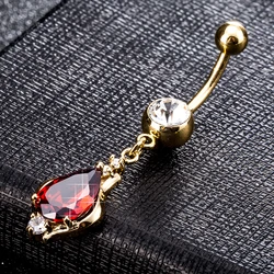 KUNIU 1pc Simple Tear Drop Shape Belly Ring Womenâs Fit Piercing Body Jewelry