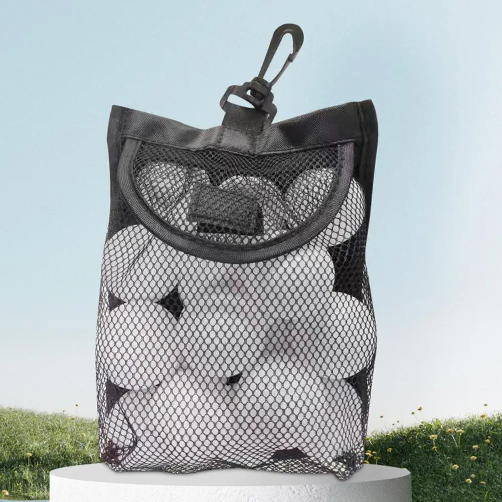 Drawstring Pouch Golf Mesh Net Bag with Fastener Tape Capacity Sports Ball Storage Pouch Indoor Outdoor Golf Accessories
