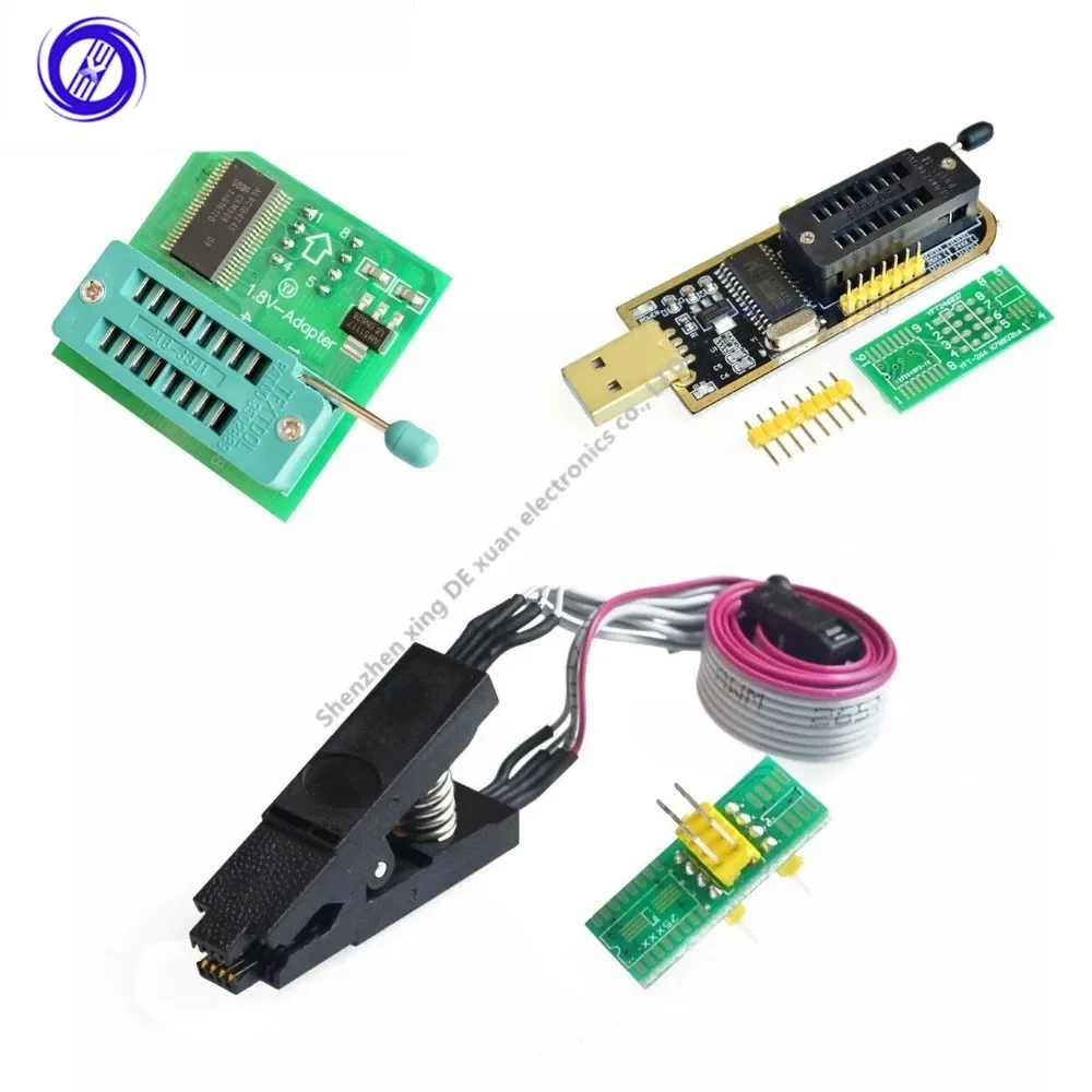 CH341 Series EEPROM Flash BIOS USB SOP8 Test Clip For EEPROM programming+2 adapters 1.8V adapter for Iphone or motherboard