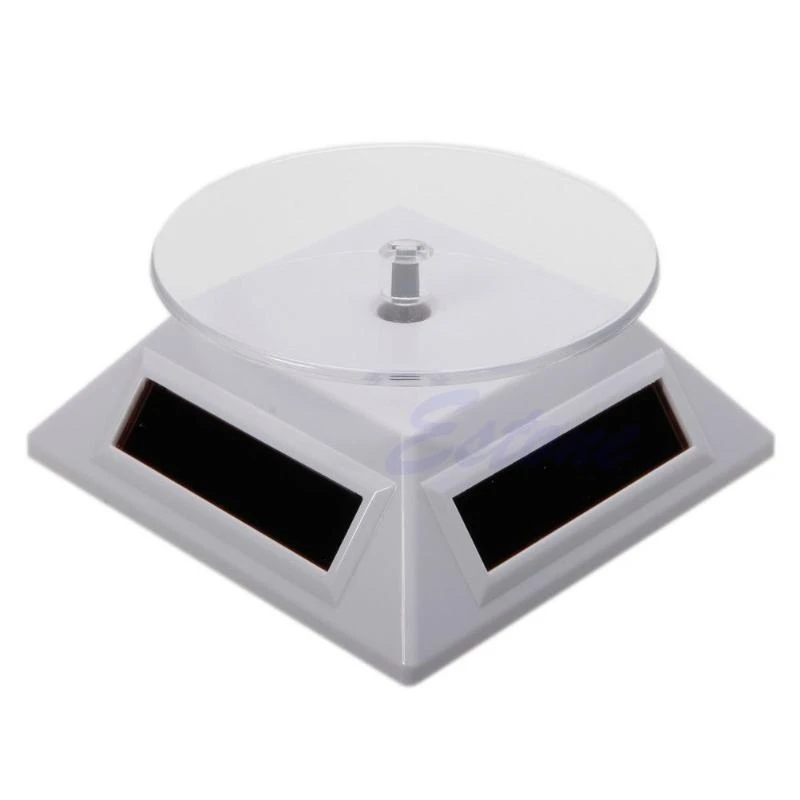 573B 360° Rotating Solar Turntable Display Stand Used for Jewelry Black Silve White