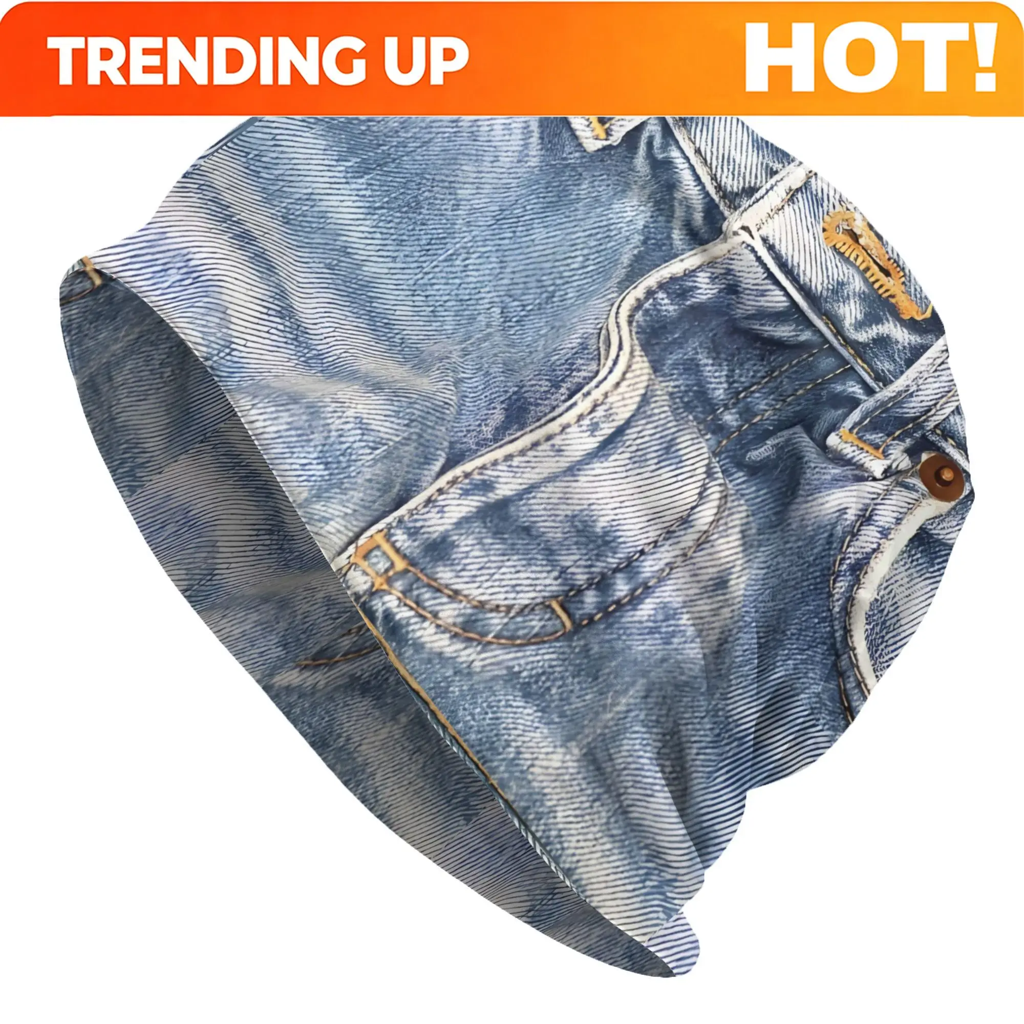 Customization 2D Print Design 1pc Blue Jeans Beanies Caps Fashion Bonnet Unisex Soft Hats