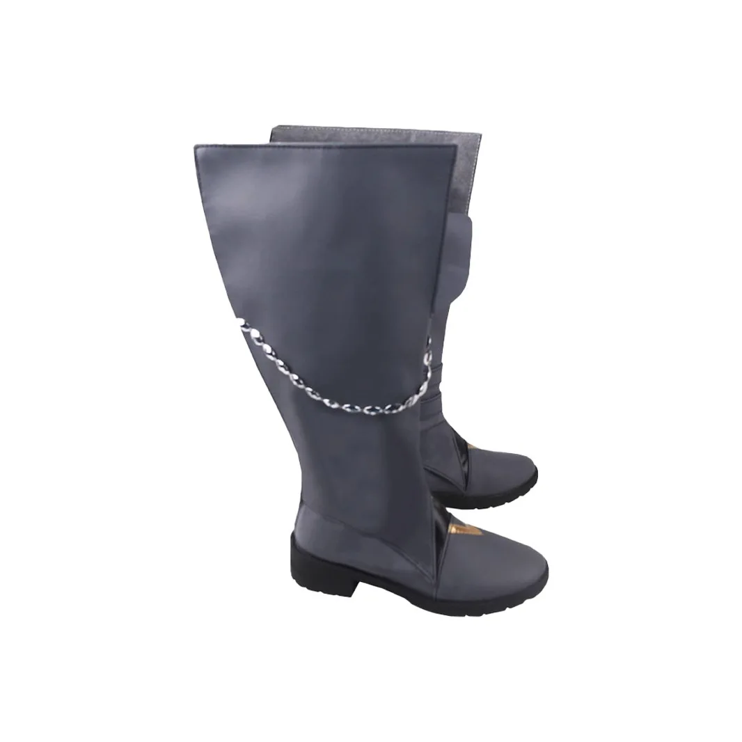 Genshin impacto tartaglia cosplay sapatos cinza meados de bezerro botas halloween masquerade carnaval desempenho festa traje adereços