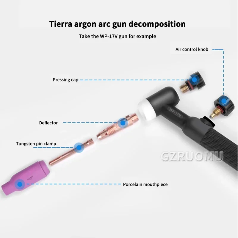 TIG-315 TIG Welding Torch WP-17/18/26 Gas Electric Cable Hose 4M/8M Quick Euro Connector 8 Square Water Cooled Series TIG Welder