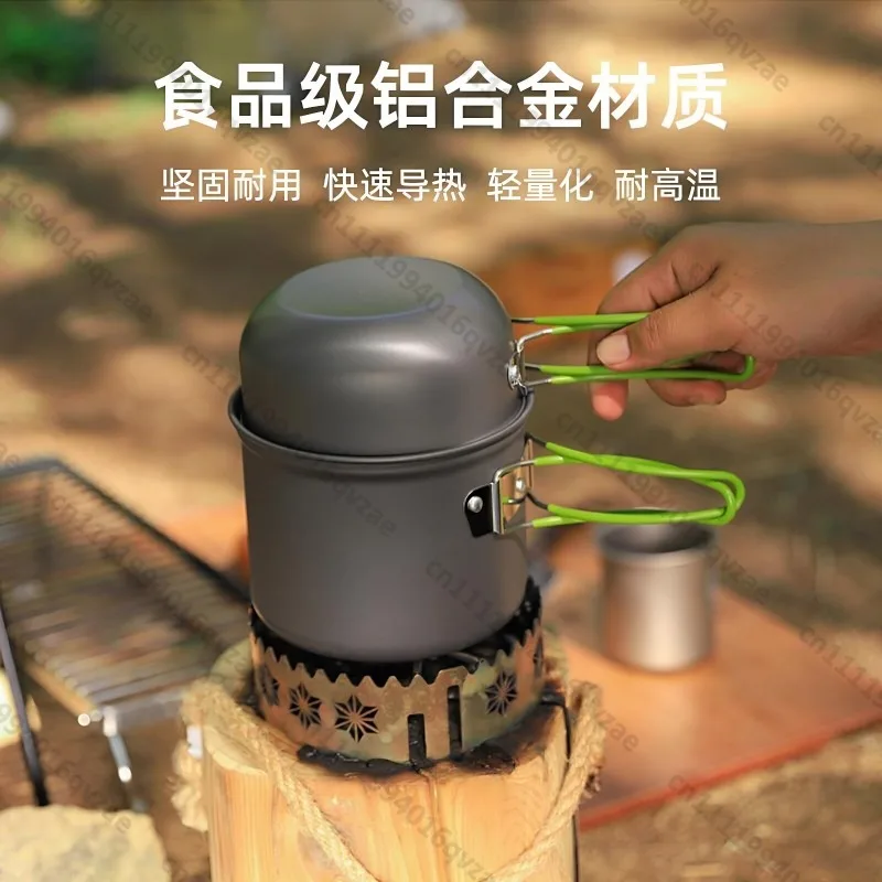 Outdoor Portable Set Pot Self-driving Cycling Lightweight Easy Storage Picnic Set Pot Boiling Water Cooking Multipurpose Pot