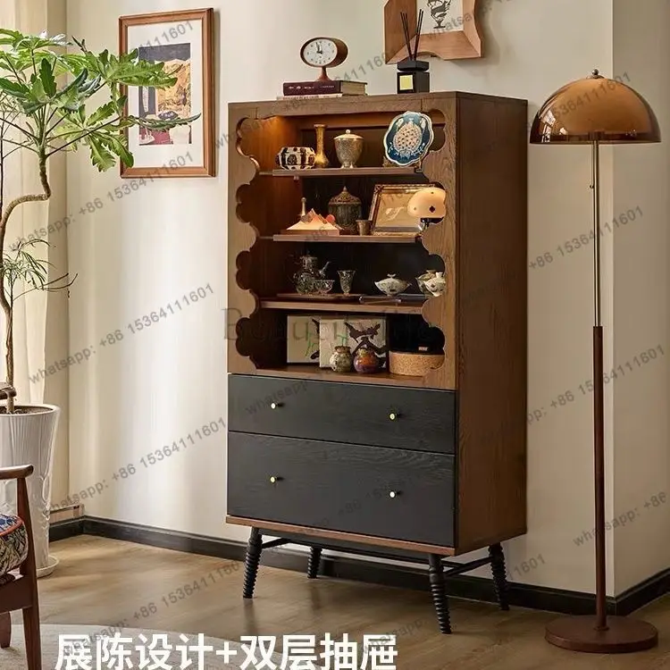 

French medieval style dining side cabinet solid wood display tea cabinet