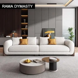 Sofa materiałowa włoska minimalistyczna mały salon nowoczesna minimalistyczna lateksowa Sofa z litego drewna w stylu kremu z wełny