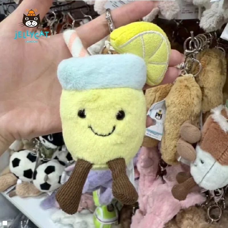 【EN STOCK】 JELLYCAT UK jus de citron en peluche poupée sac pendentif avec sac Jellycat jus de citron en peluche porte-clés anniversaire cadeau de noël