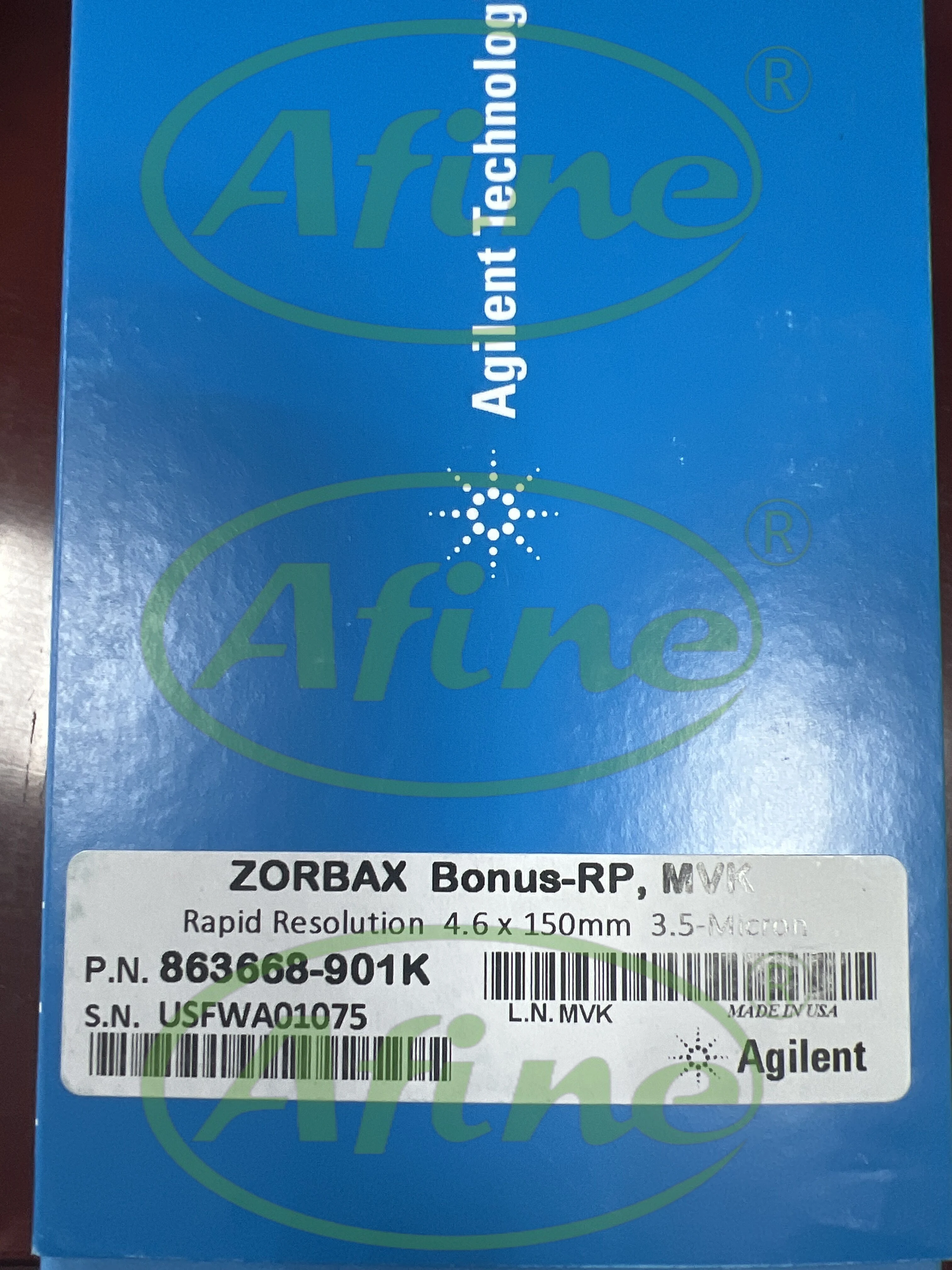 AFINE Agilent 863668 -901K Columna ZORBAX RR Bonus-RP, 4,6 x 150 mm, 3,5 μm, MVK, 3/paquete