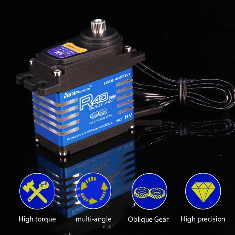 Wodoodporny serwo RC IP68 40kg, w pełni stalowe ślimakowe serwa cyfrowe do akcesoriów RC, samochodów zdalnie sterowanych 1/8 1/10 i robotów.