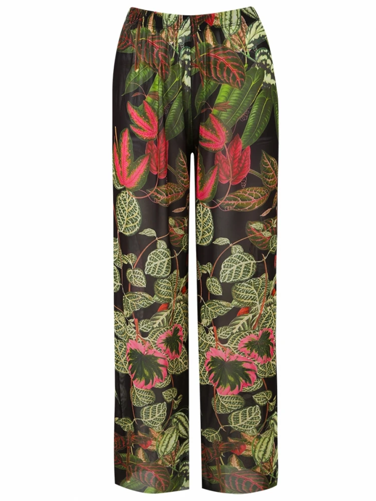 Femmes maille à volants garniture couvrir pantalon plage couvrir couvertures pour maillots de bain plage à volants pantalon 2025 pantalons d'été