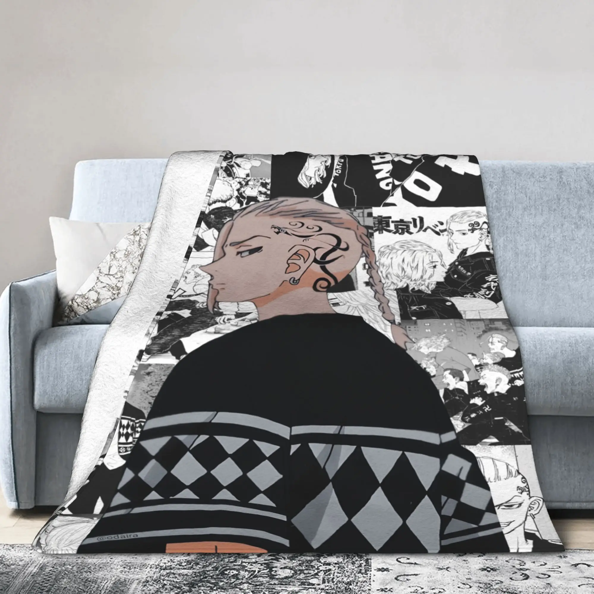 Tokyo Revengers Anime Blanket Fleece Summer Air Conditioning Draken Warm Throw Blankets for Bedding Outdoor Plush Thin Quilt