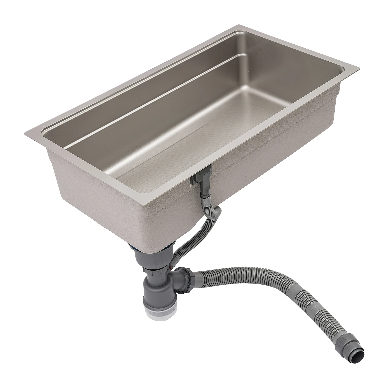 760X430mm 304 حوض مطبخ ستنلس ستيل الفضة وعاء واحد قطرة في شرفة المطبخ بالوعة أنابيب الصرف #2