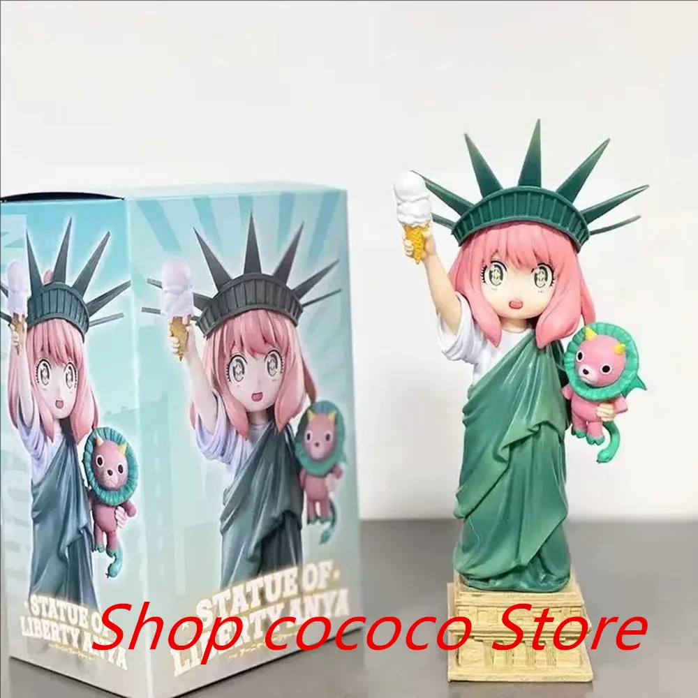 Spy X Family Anime Figure Gk Anya Forger Cos Statue Of Liberty Holding Torch Kawaii Model Desktop Decoration Statue Toy Gift