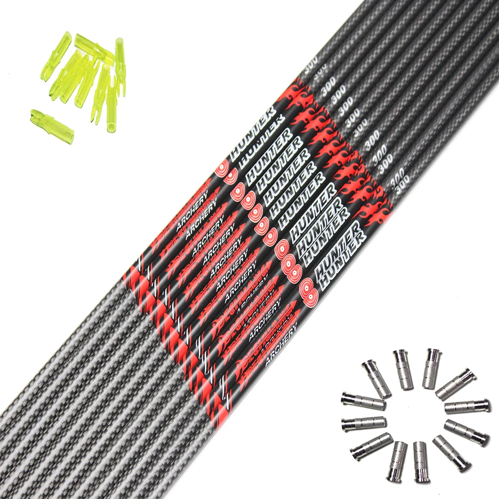 

DeChuang Archery Carbon Arrow Shafts ID6.2mm Spine250 300 340 400 500 600 3K Weave For Compound Traditional Bow Hunting 12pcs