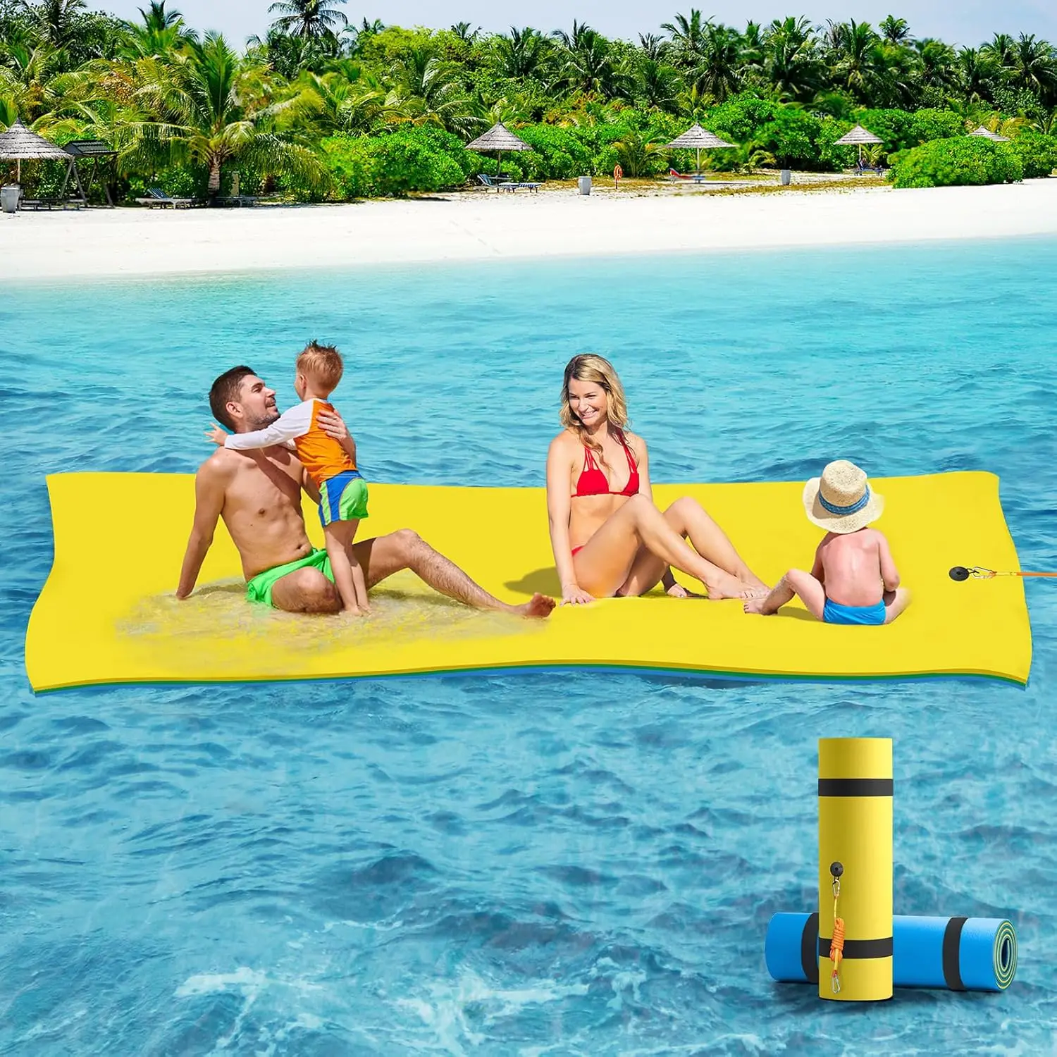 

Lily Pad Floating Mat Floating Water Mat - 9 x 4 Ft Floating Mat for Lake, 3-Layer Tear-Resistant XPE Foam with a 16.4' Elastic
