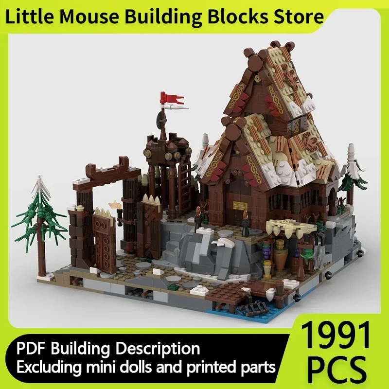 Street View Model MOC Building Bricks Medieval Viking Village House Modular Technology Gifts Holiday Assemble Children Toys Suit