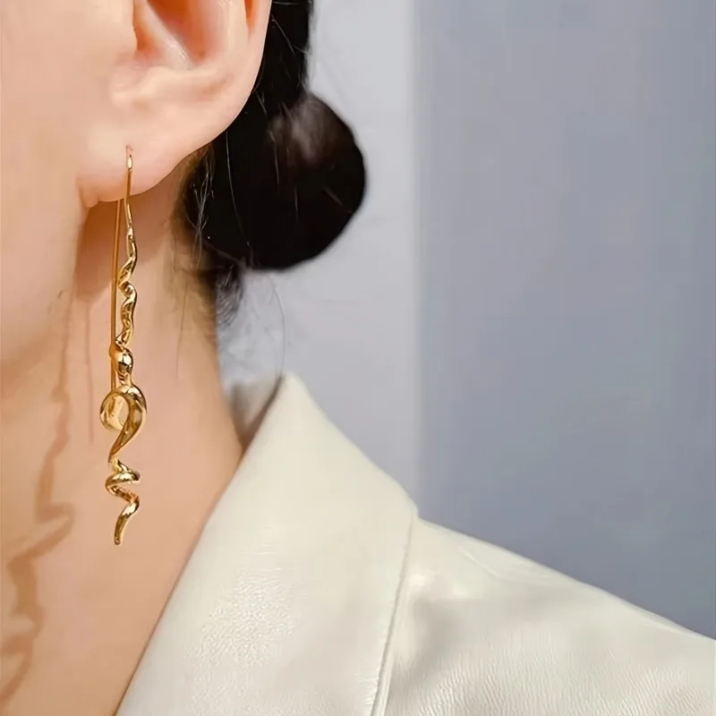 Minimally Abstract Geometric Irregular Spiral Earrings for Women's Fashion Parties Jewelry Accessories Gifts