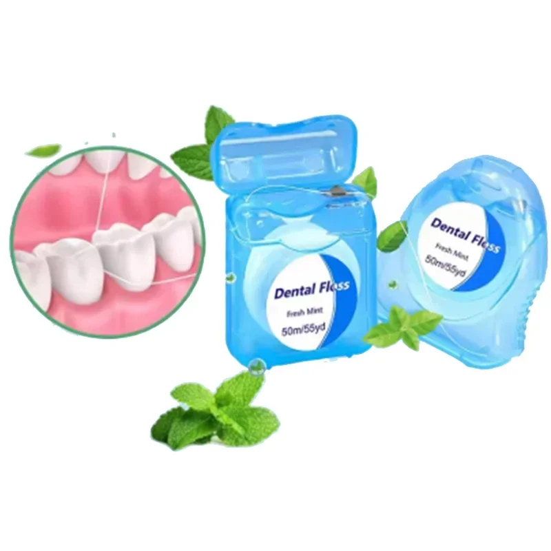 

50 м микровоск со вкусом перцевой мяты, зубная нить, межзубная щетка, палочка для зубов, зубочистки, нить для гигиены полости рта, чистая проволока