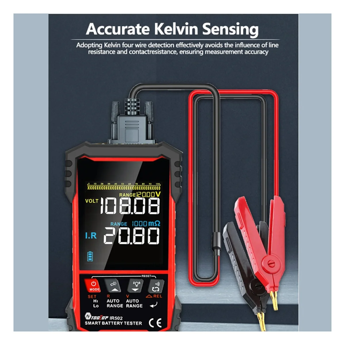

【Найвичайшая цена!】Тестер внутреннего сопротивления аккумулятора TOOLTOP IR500, 500 Ом, высокая точность, калибровка для электромобилей, электромобилей