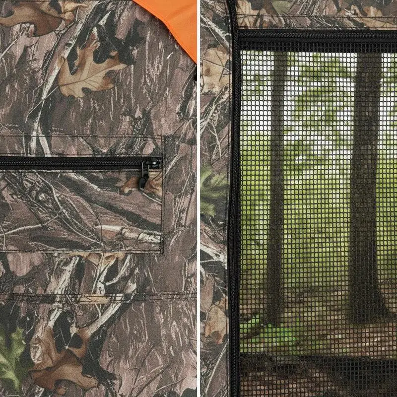 Transparent Ground Shelter 58"x58"x66" For Deer Hunting Turkey Hunting Archery, 270 Degree One-Way Vision 3 Horizontal Windows Pop Up Structure Carrying Bag Portable Mesh Design 2-3 Person Capacity Resilience Fabric Outdoor Observation Hidden Tent view 4
