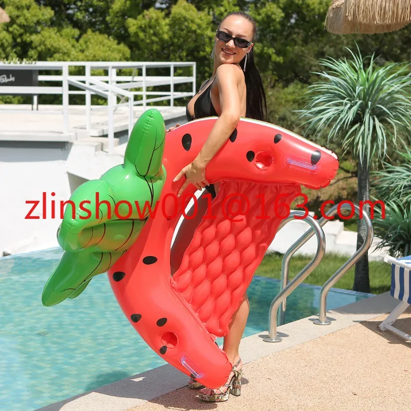 Watermelon mount recliner thickened U-shaped swimming ring, inflatable water floating row water watermelon hammock