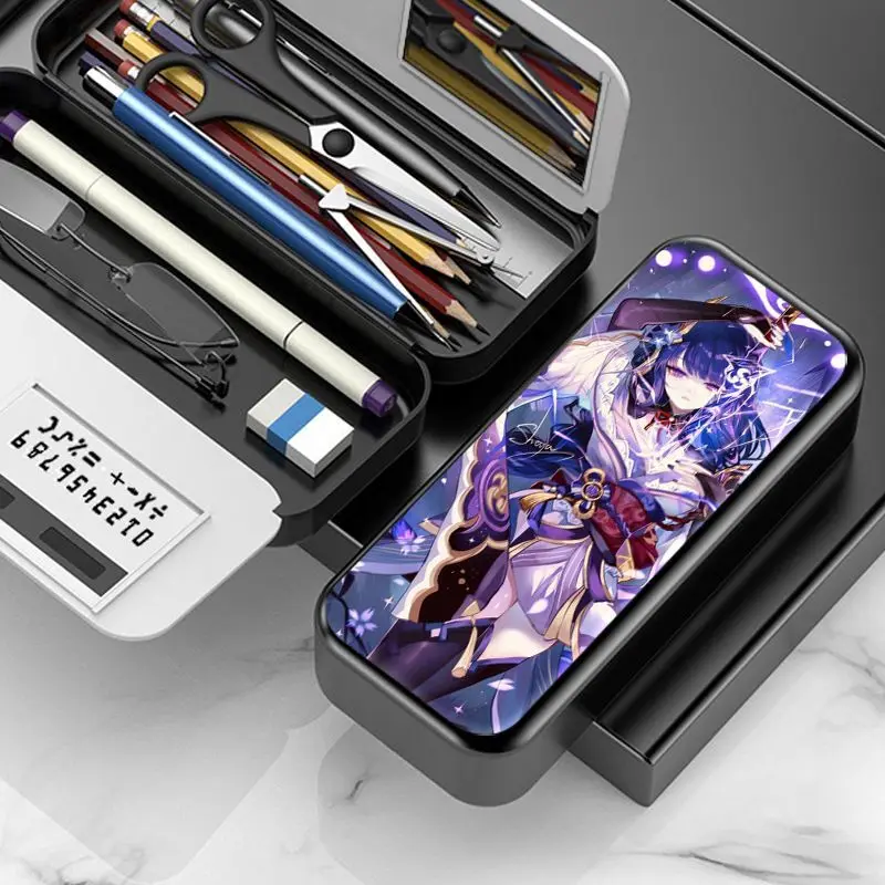 

Genshin Impact Raiden Shogun Internet Celebrity Multi-Functional Student Stationery Glasses Storage Box Case Pen Bag Game Anime