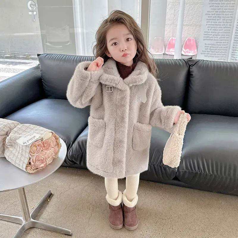 Girls Temperament Winter Coat, Little Girl Thickened Cute and Sweet Fur Coat Spring Autumn Jacket Girl