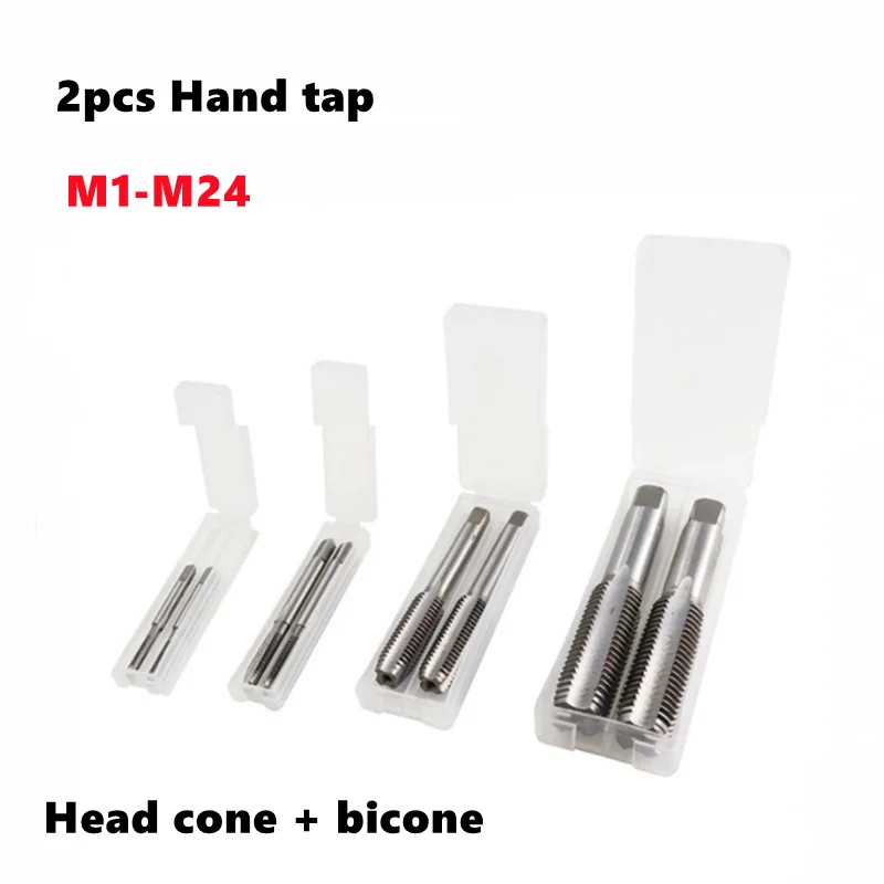 2pcs Hand tap kit M1-M24 head tap+two cone thread tool tap bit hardware thread tool