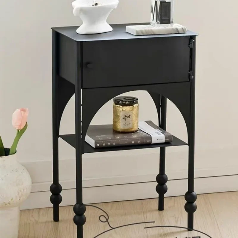 Nordic Metal Coffee Table bedside table retro side cabinet Sofa Edge Table with Storage Space Creative Landing Rack Bookshelf