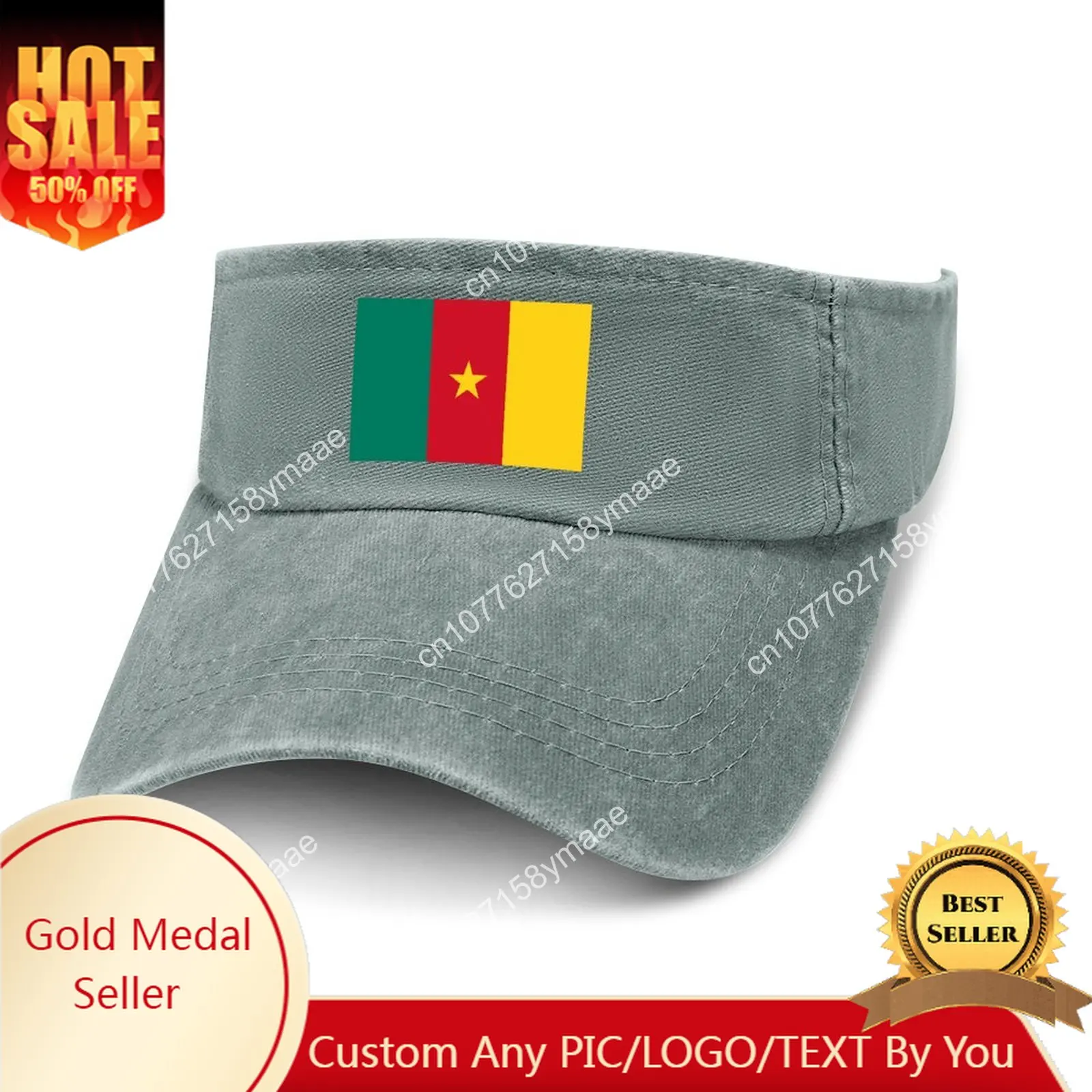 Cameroon Flag Sun Visor Leaky Top Cowboy Hats Mens Womens Customize DIY Cap Sports Baseball Tennis Golf Caps Empty Open Top Hat