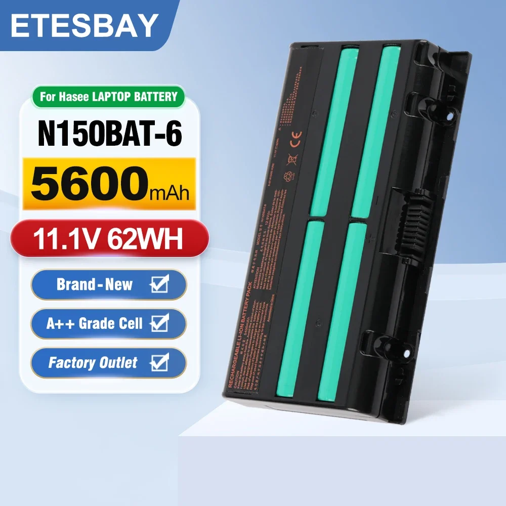 ETESBAY N150BAT-6 62WH Laptop Battery For Clevo N155SD N150SD N170SD N170RF1-G SAGER NP7155 NP7170 SCHENKER XMG A505 HASEE Z6 S2