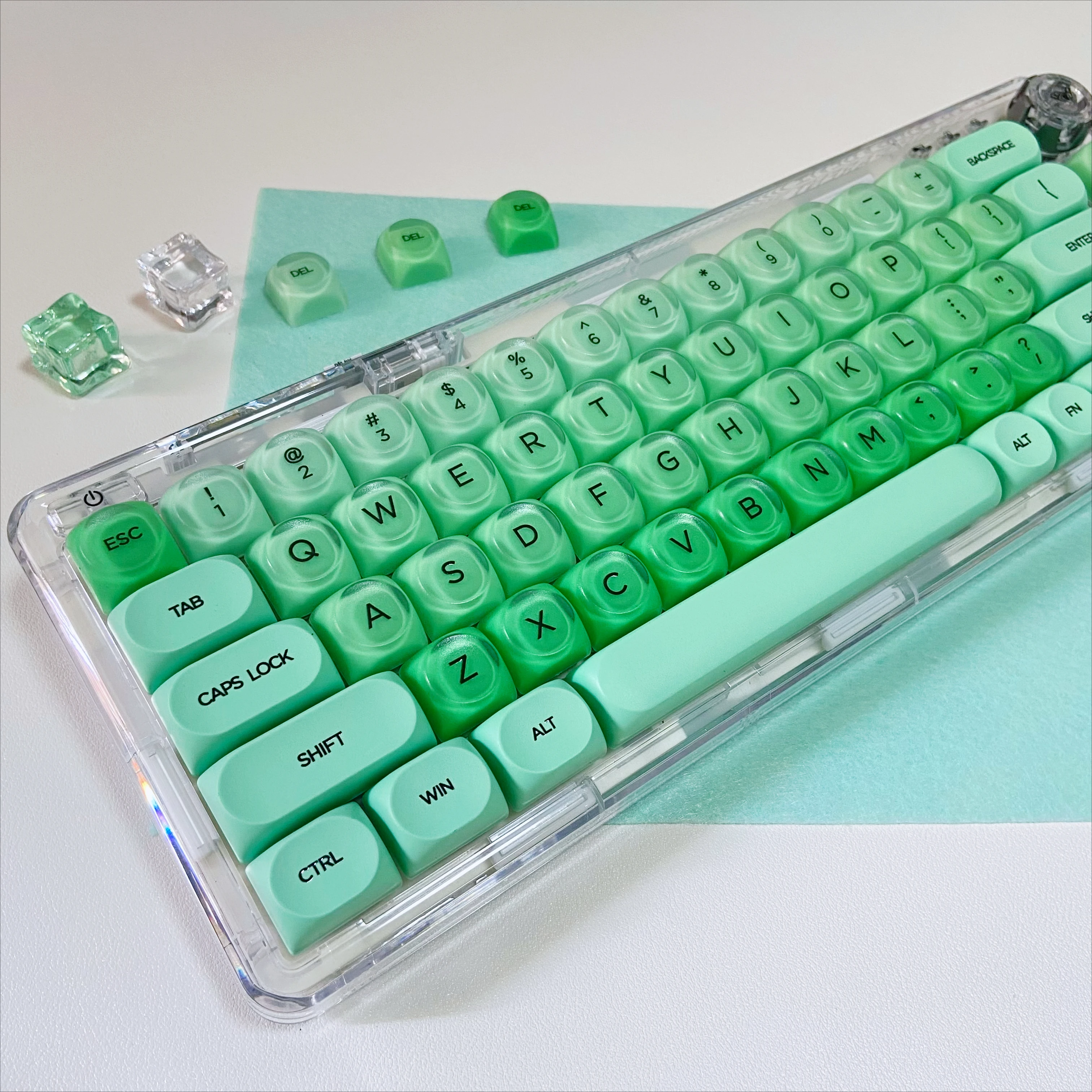 

Green Jelly Crystal Keycaps HOA Profile Foundation Key Caps Custom DIY Gaming Mechanical Keyboard PBT Keycap Office Keyboard
