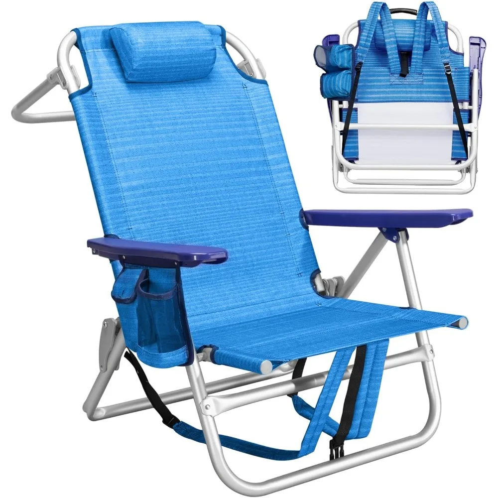 

Backpack Beach Chairs for Adults - Folding Heavy Duty Camping Chair with Storage Pouch, Cup Holder & Towel Rack, Lightweight & A