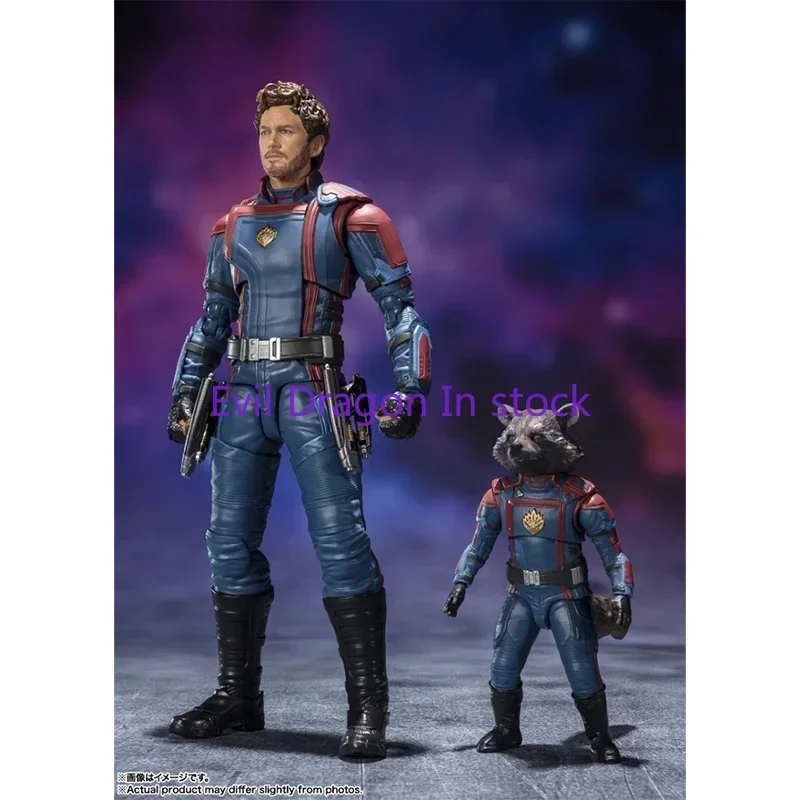 Bandai original guardiões da galáxia shf volume 3 estrela senhor foguete guaxinim anime figura modelo brinquedos para crianças presente