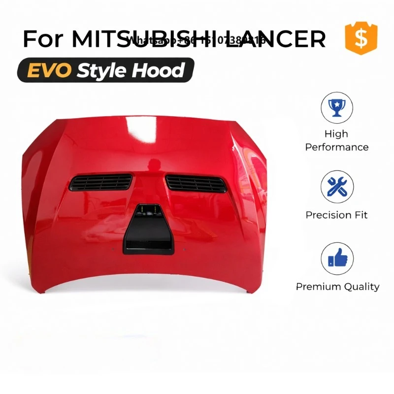 Hood for Lancer EX ES EVO (2008-2017) | EVO Style Front Bonnet Replacement (Paintable) | OEM-Style Fit
