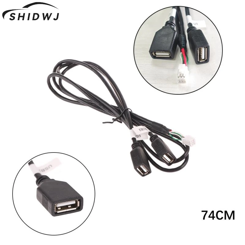 

1Pcs Car Multimedia Player Wire Harness Plug Connector 6 Pin Dual USB Interface Cable Adapter For Android Radio Navigation