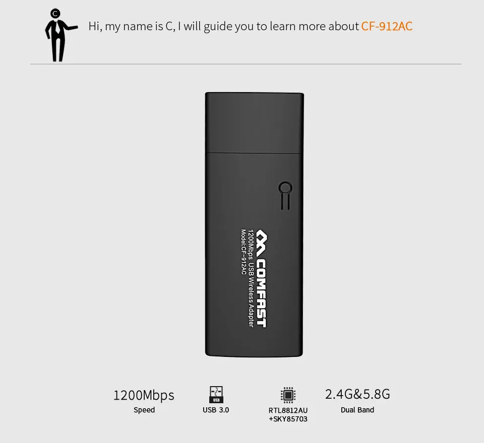 RTL8812AU Wi-Fi Usb-адаптер 1200 Мбит/с 5G/2G Adaptador Wi-Fi Cle USB 3.0 Приемник Antena Para PC Сетевая карта Kali Linux Dongle