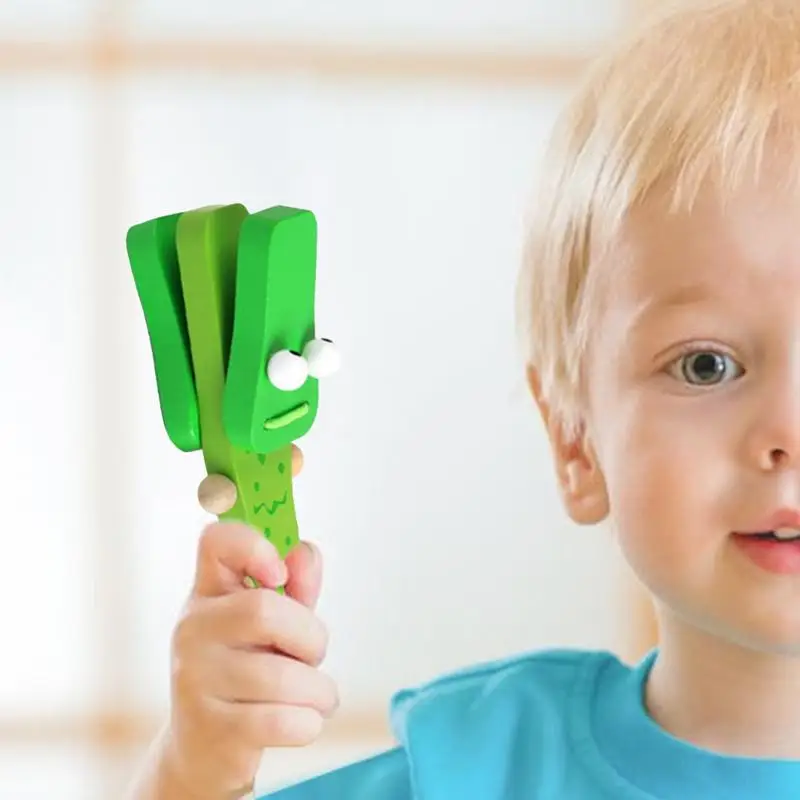 Castanet kayu Clapper kartun kayu buaya Castanets instrumen perkusi mainan musik Clapper untuk dewasa anak-anak