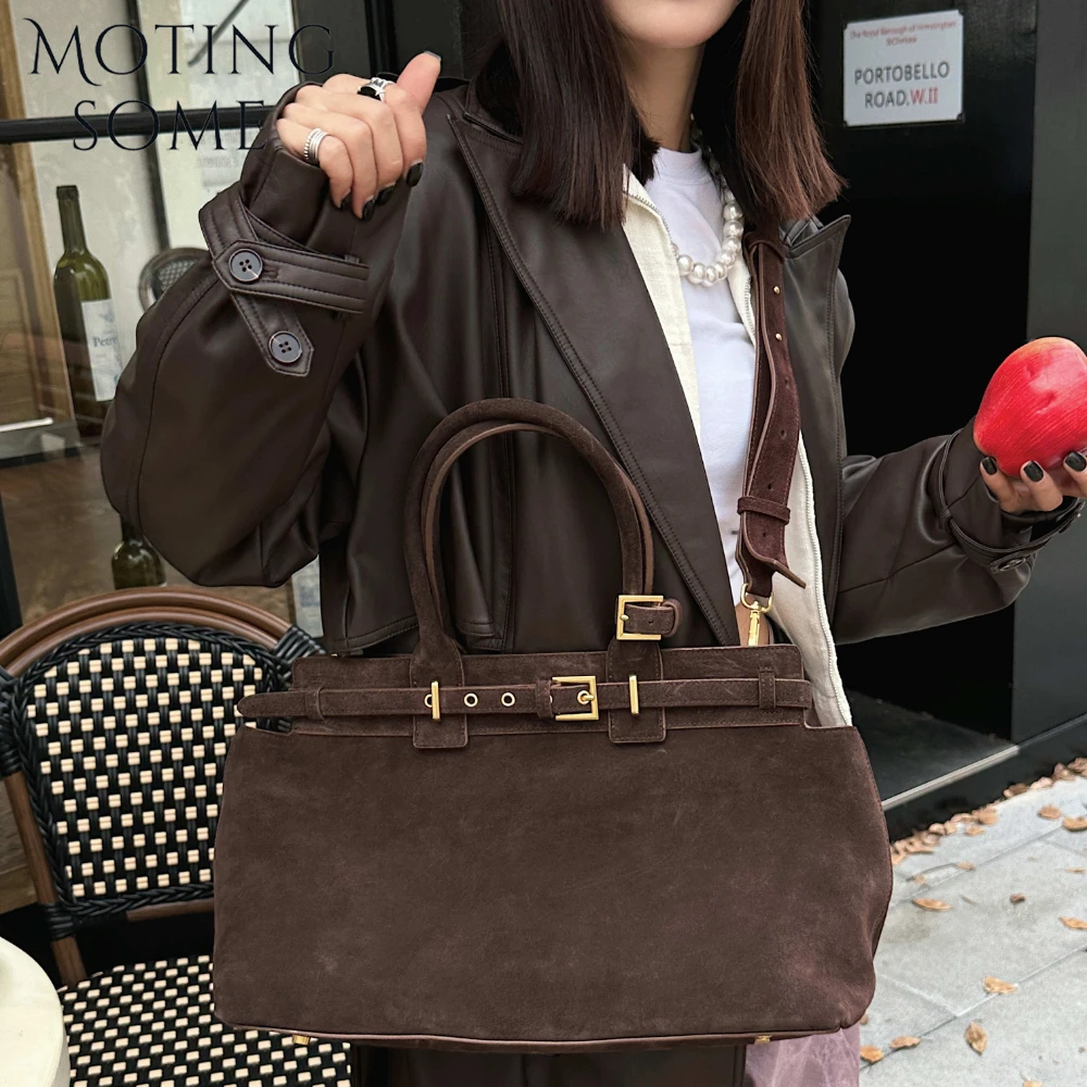 Natural Suede Tote Bag for Women - Roomy Crossbody Handbag