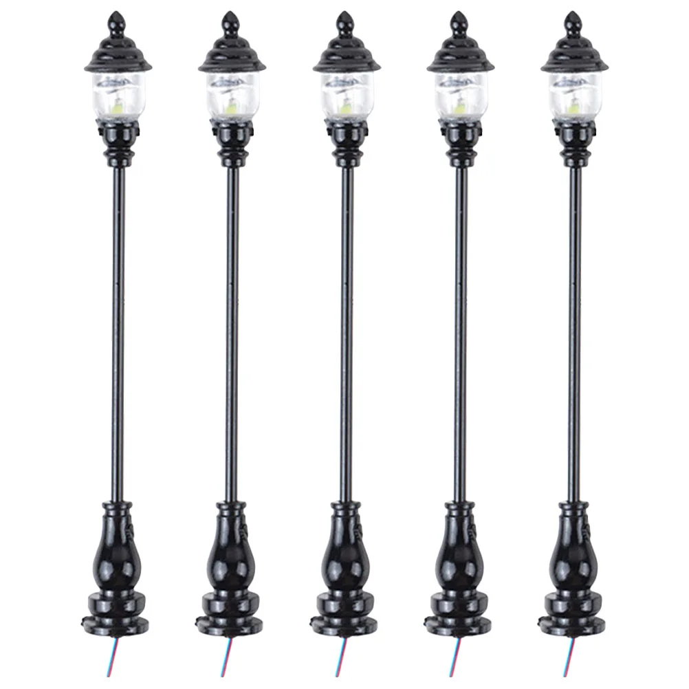 

5 Pcs Christmas Mini Street Light Model Garden Decor Landscape Dolly Black Lamp