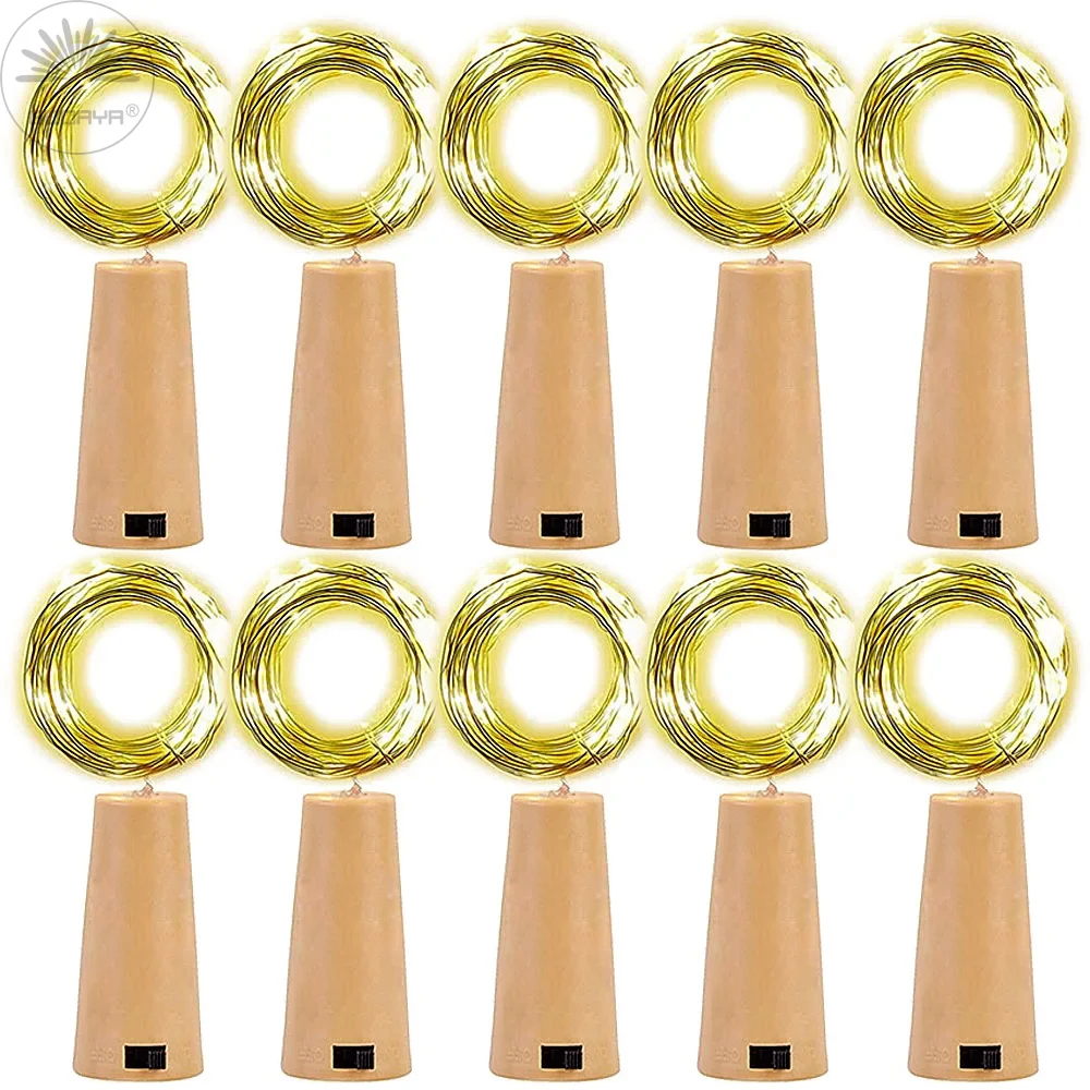 10 pcs Wine Bottle Fairy Lights With Cork LED String Lights Battery Fairy Lights Garland For Christmas Party Wedding Decoration