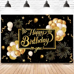 Czarno-złoty znak plakat dla mężczyzn kobiet ślub tło strony balon z nadrukiem Happy Birthday zdjęcie Studio fotokomórki tło baner