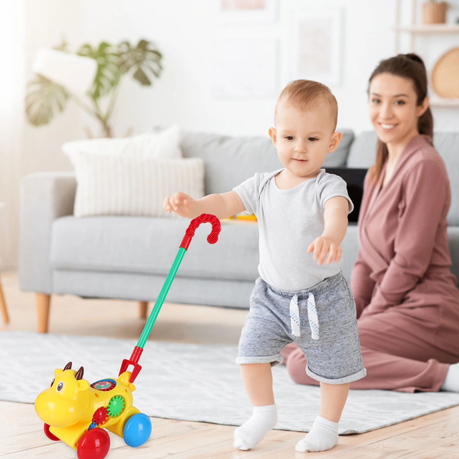 مشاية بلاستيكية للأطفال الصغار، ألعاب سحب قابلة للطي، عربة تعلم الطفل، تنسيق عضلات اليد والساق، القدرة على التوازن