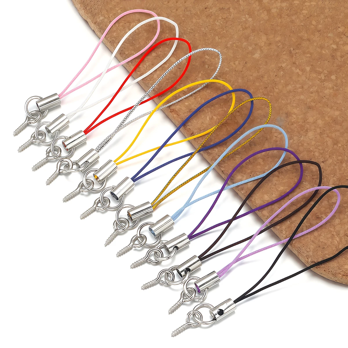 30/50/100 Stück bunte Lanyard-Lariat-Kordel mit Ösenstiften und Schrauben für Anhänger, Charms, Spielzeug, Schlüsselanhänger, Handy-Schlüsselring-Zubehör – Detail 5