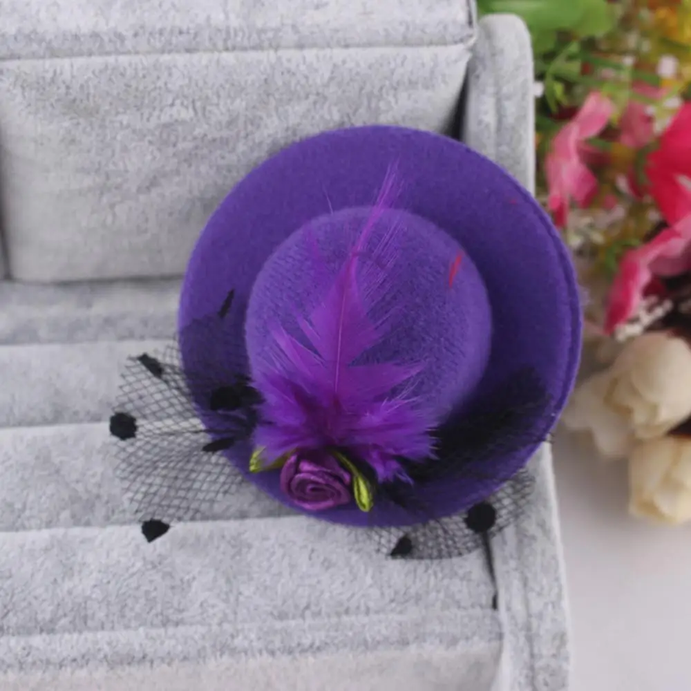 Dropshipping 6 sztuk dziecko dziewczyna Mini kapelusz spinka do włosów klip Veil4 kwiat Fascinator dzieci nakrycia głowy