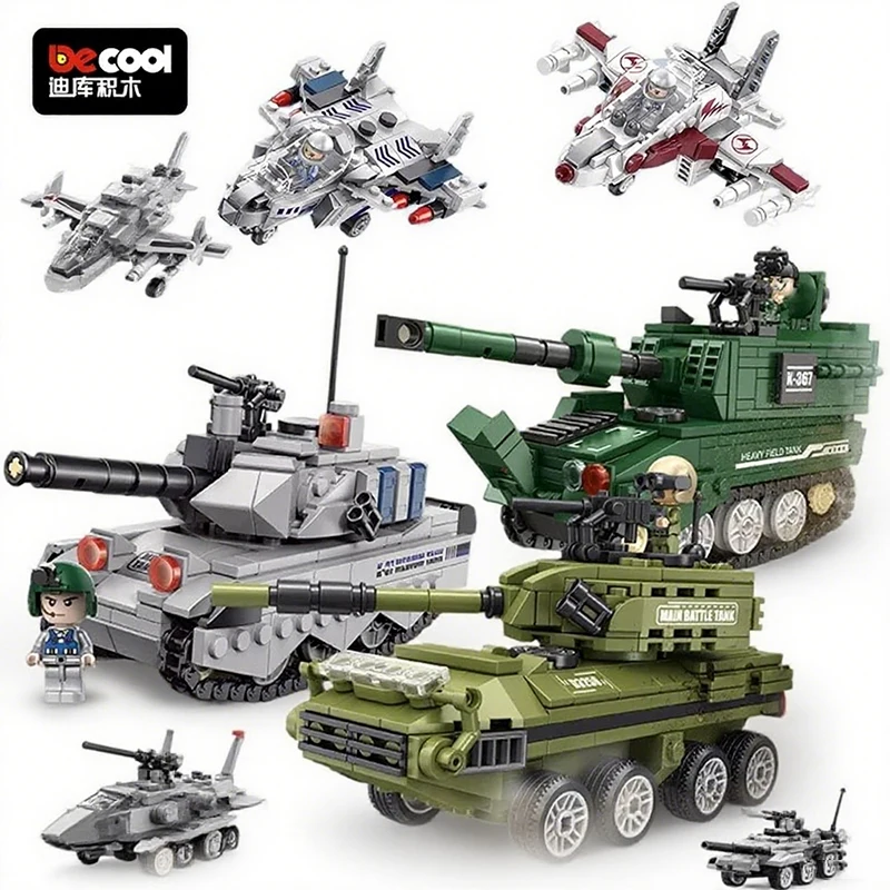 

DECOOL Military Series Tank Fighter Building Blocks Airplane Missile Vehicle Weapon Model Bricks Toys For Children Boys Gifts