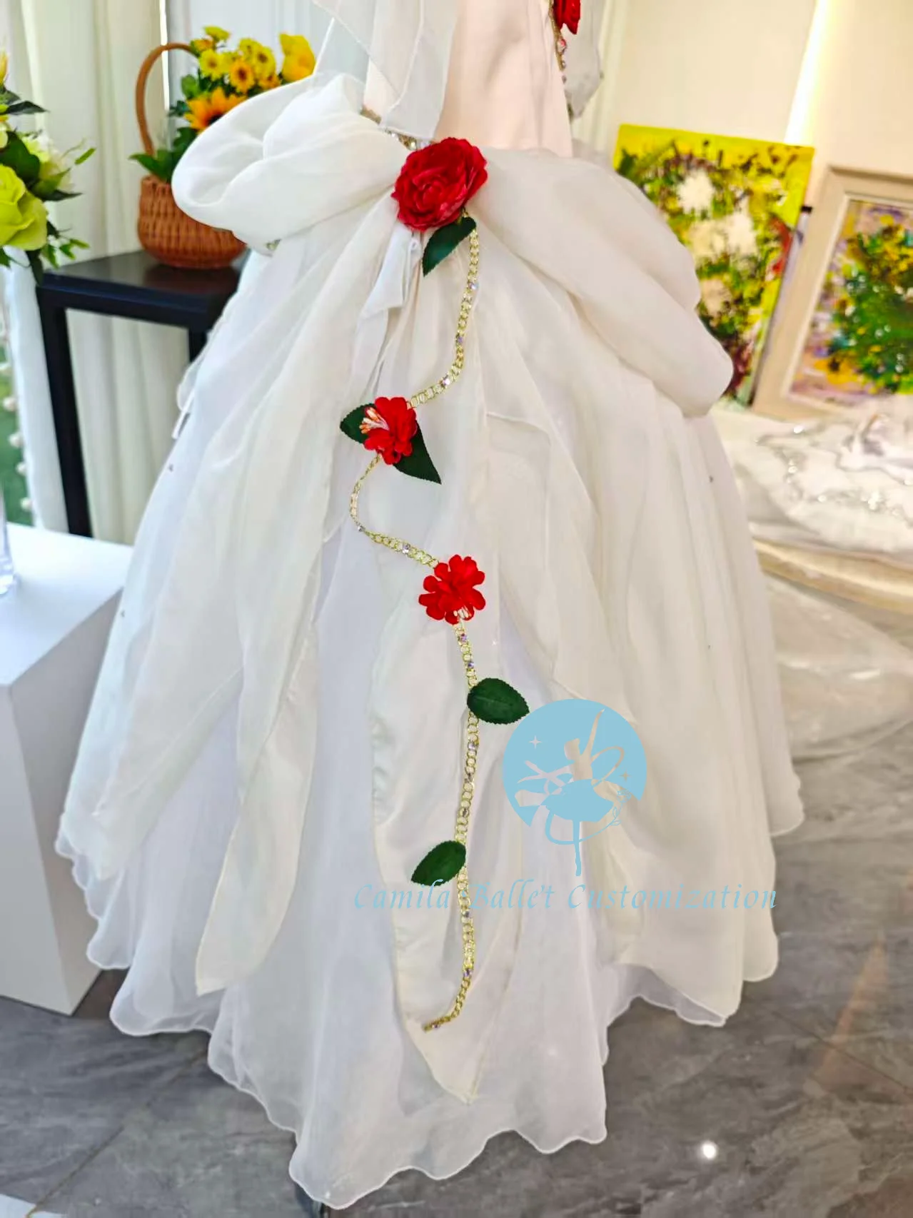 Hochwertiger, maßgeschneiderter Flora's Awakening Variations Ballettaufführungswettbewerb für Erwachsene und Kinder, Gazerock, langer Rock