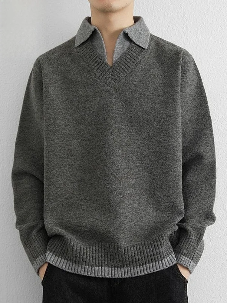 

Мужской вязаный свитер: зимний, повседневный, теплый базовый слой, легкий трикотаж с длинным рукавом для молодых мужчин